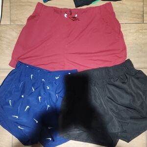 Trio of Athletic Shorts in Red, Blue, and Black